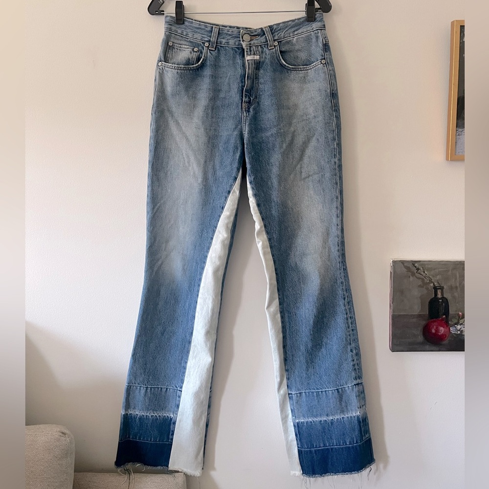 Made in Milan CLOSED Jeans multi-tone with contrast inside inserts size 28 NWOT